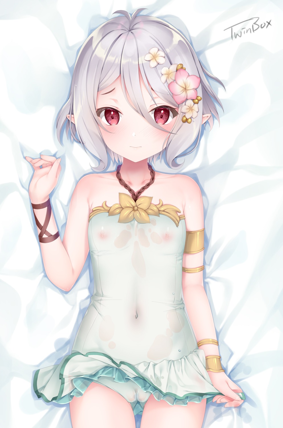 cameltoe kokkoro loli nipples pointy_ears princess_connect princess_connect!_re:dive see_through skirt_lift swimsuits twinbox