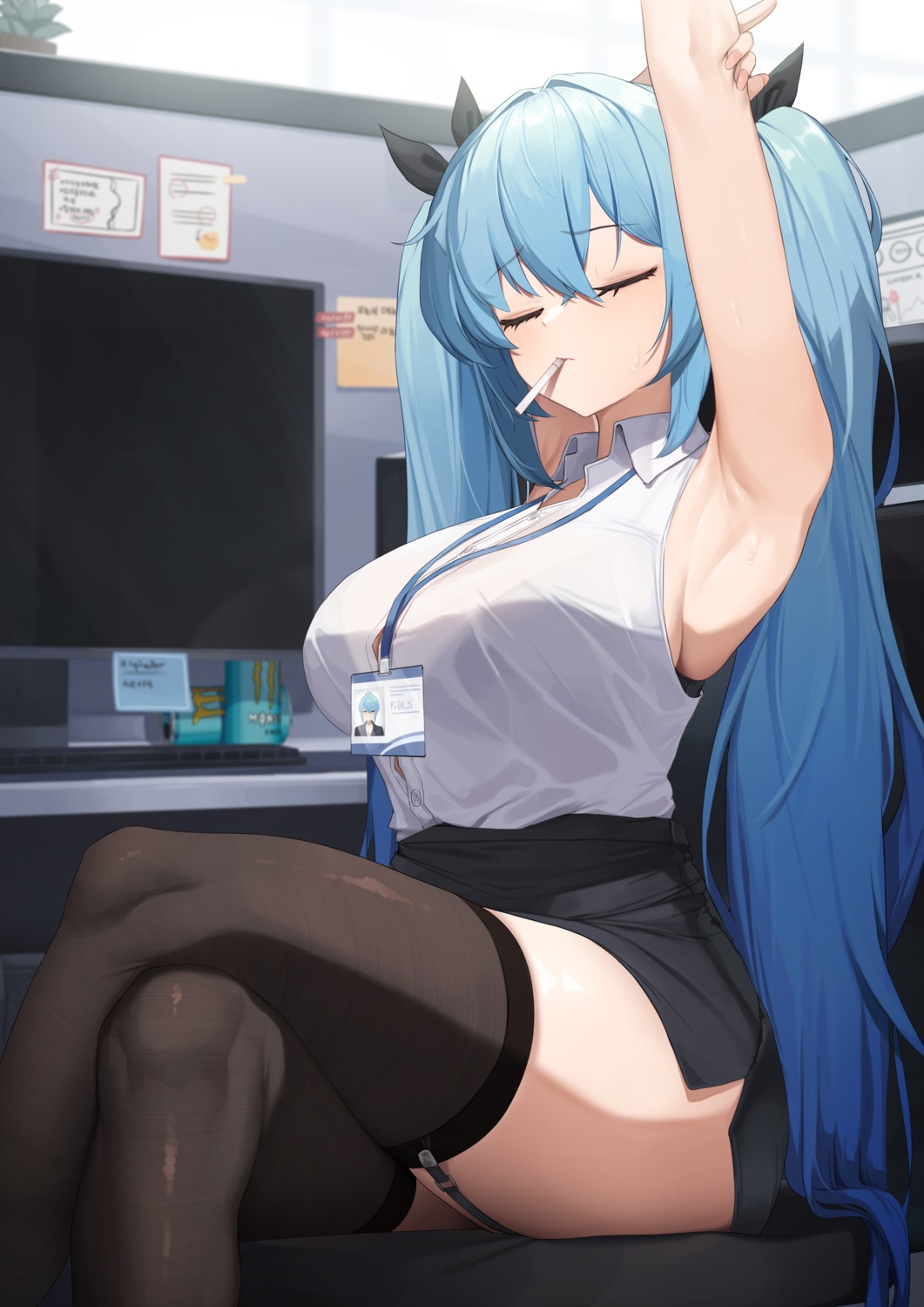 bra daydream_(zhdkffk21) see_through skirt_lift stockings thighhighs