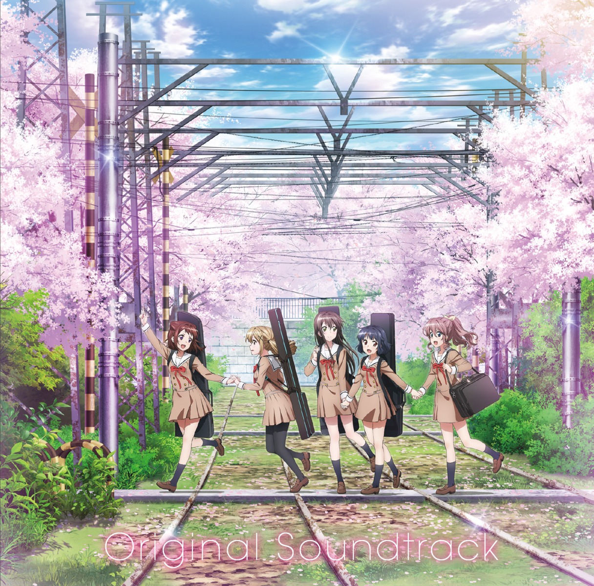 bang_dream! disc_cover hanazono_tae ichigaya_arisa pantyhose seifuku toyama_kasumi ushigome_rimi yamabuki_saaya