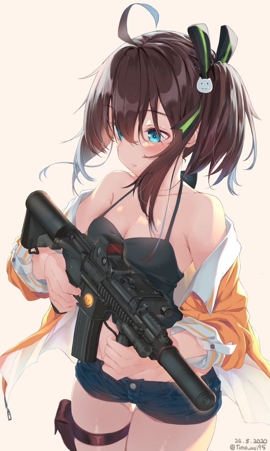 cleavage garter gun hololive natsuiro_matsuri timo_wei95