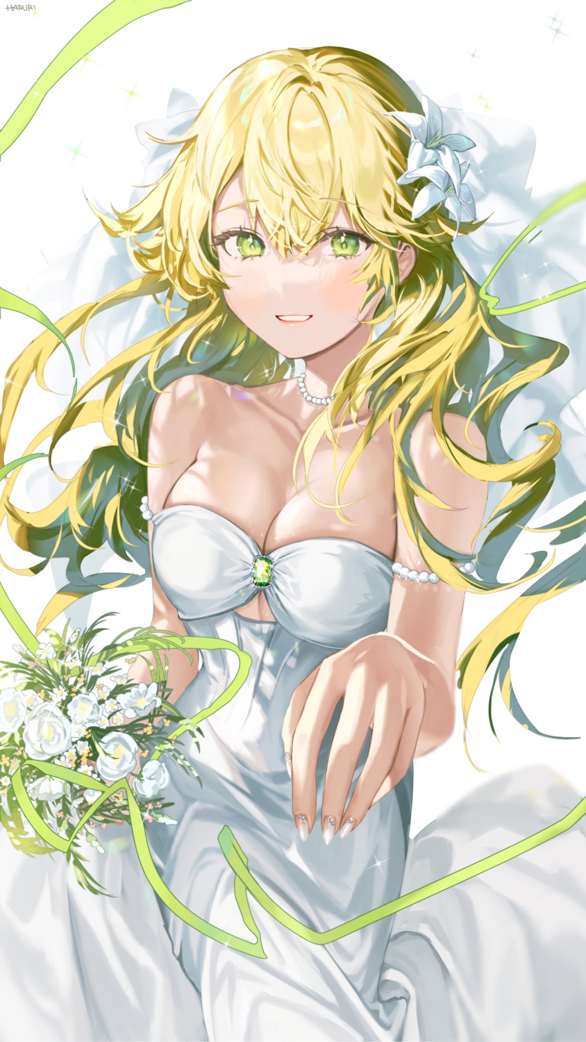 dress haruri hoshii_miki no_bra the_idolm@ster wedding_dress