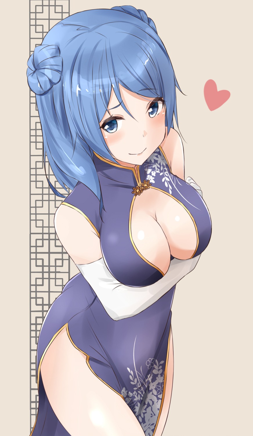 breast_hold chinadress cleavage kantai_collection saku_(kudrove) urakaze_(kancolle)