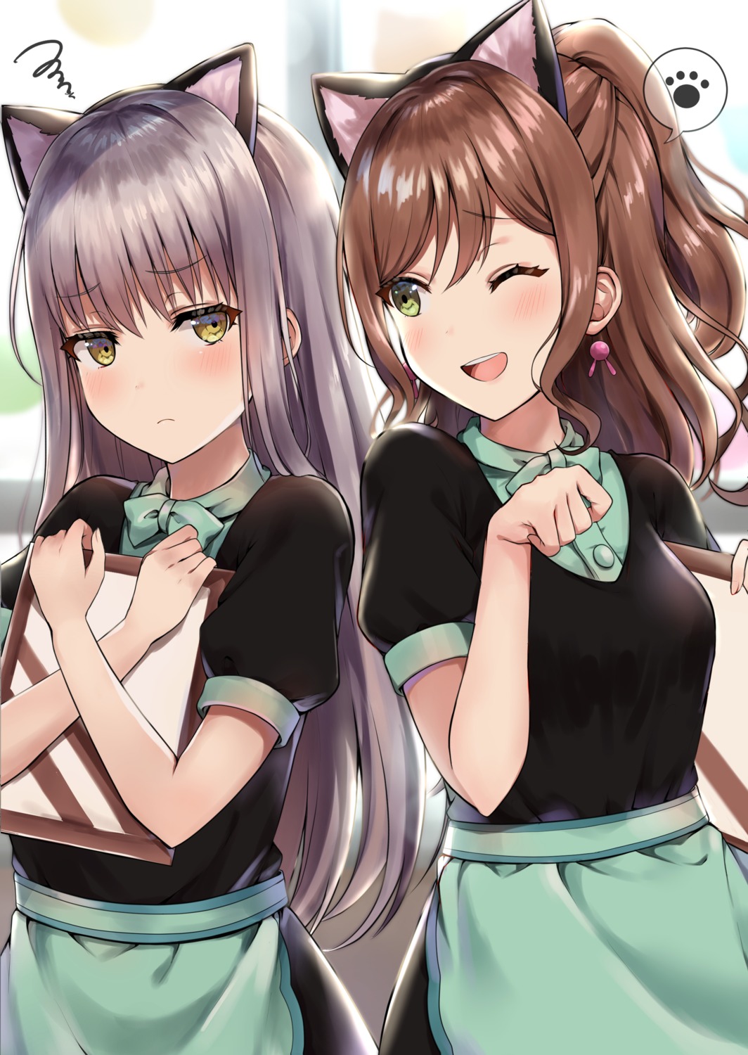 animal_ears bang_dream! imai_lisa mia_(fai1510) minato_yukina nekomimi waitress