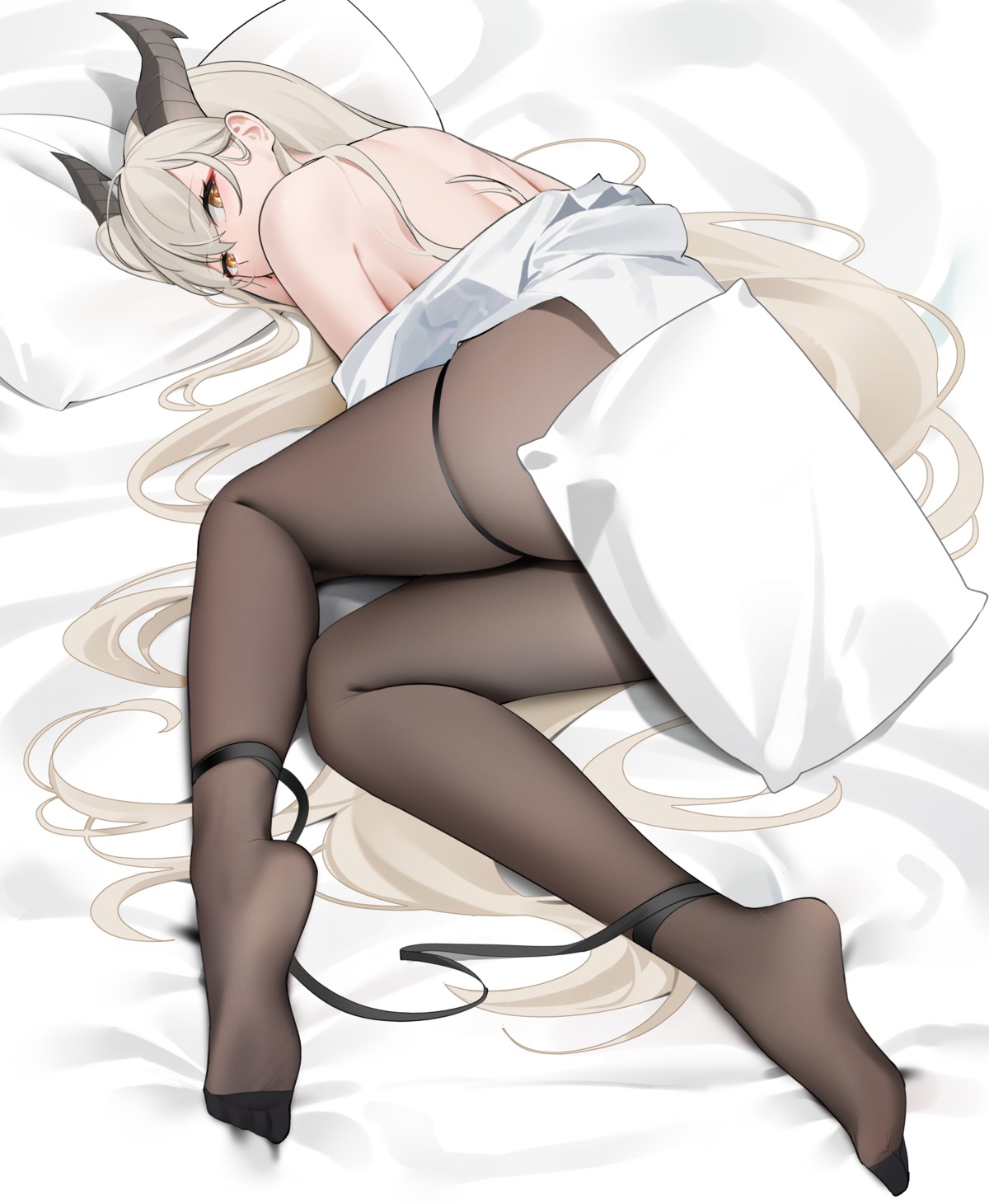 dress_shirt feet garter horns no_bra open_shirt pantyhose qing_wu