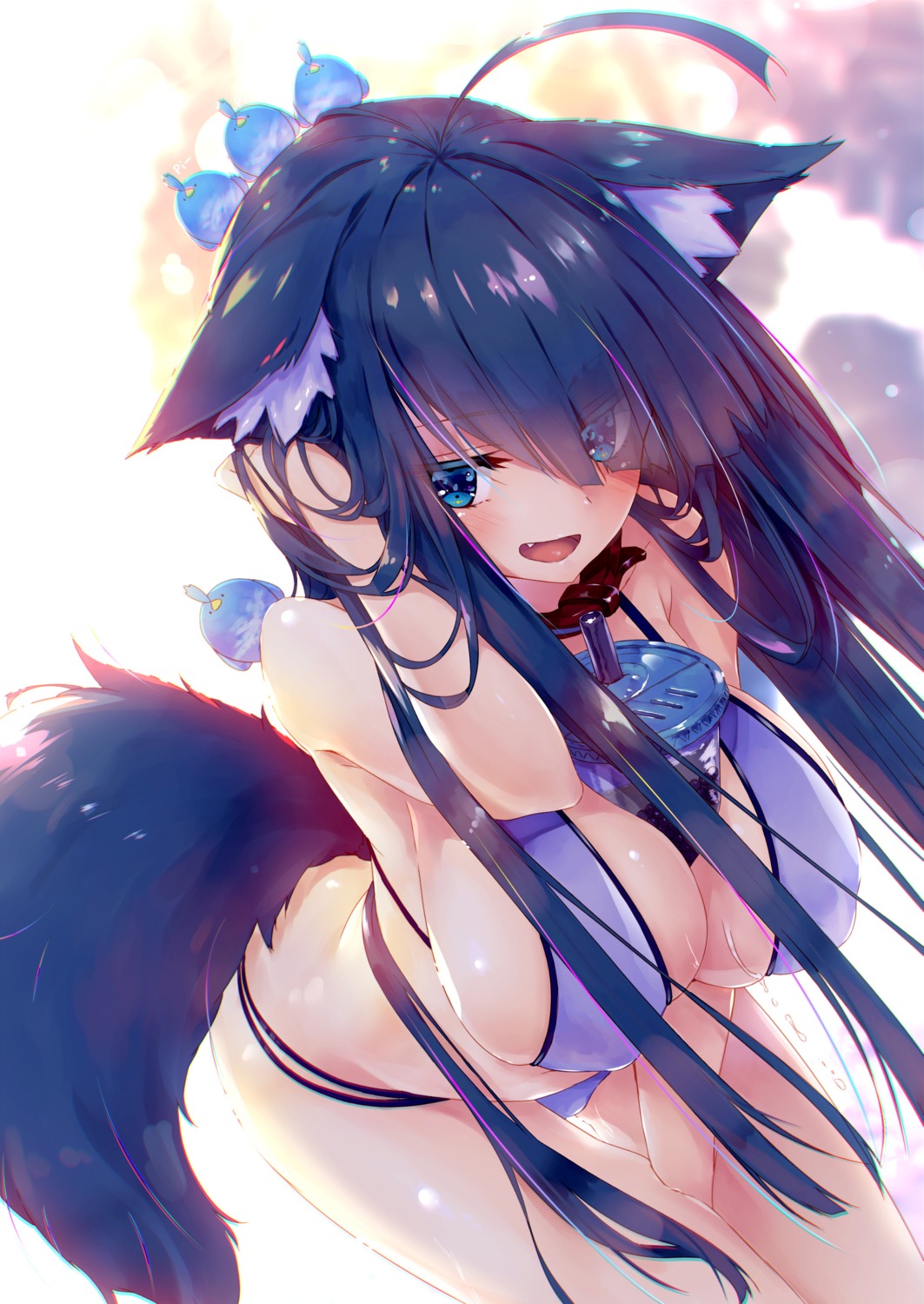 animal_ears bikini erect_nipples rozea swimsuits tail