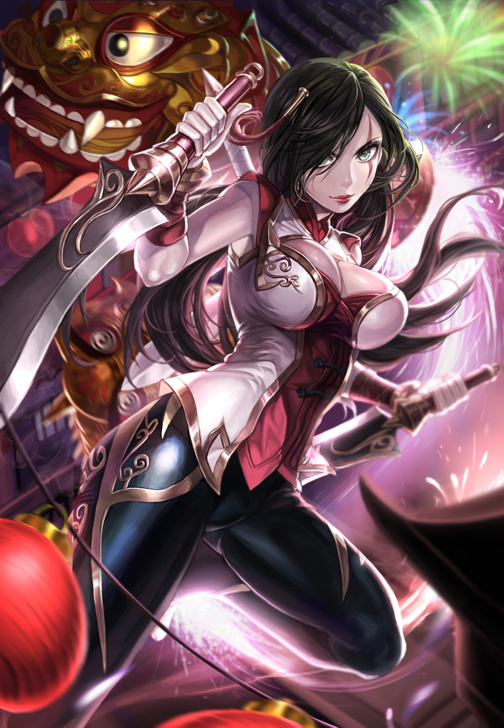 box_(hotpppink) cleavage katarina_du_couteau league_of_legends sword