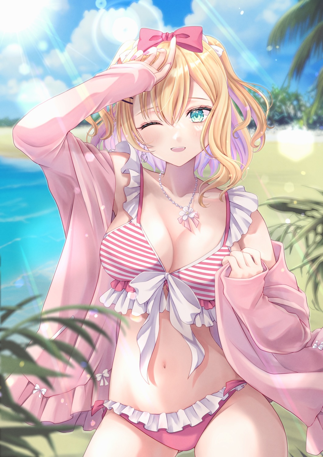 allymidorikawa bikini iris_black_games kurumi_noah open_shirt swimsuits vspo!