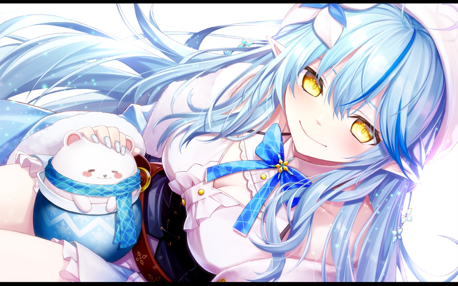 cleavage elf fenrir_(fenlil0316) hololive pointy_ears yukihana_lamy