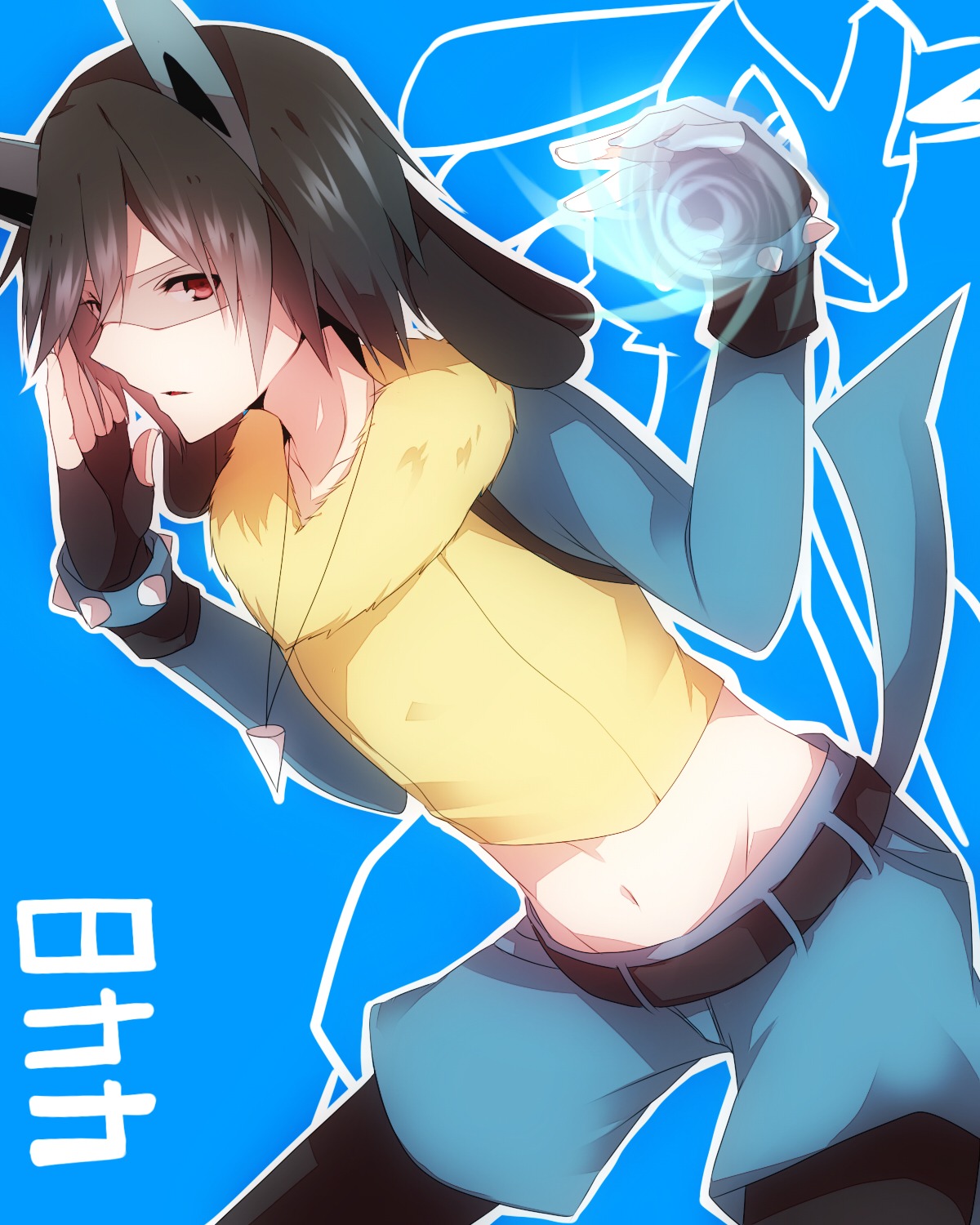 anthropomorphization lucario male pokemon tail takeshima_eku