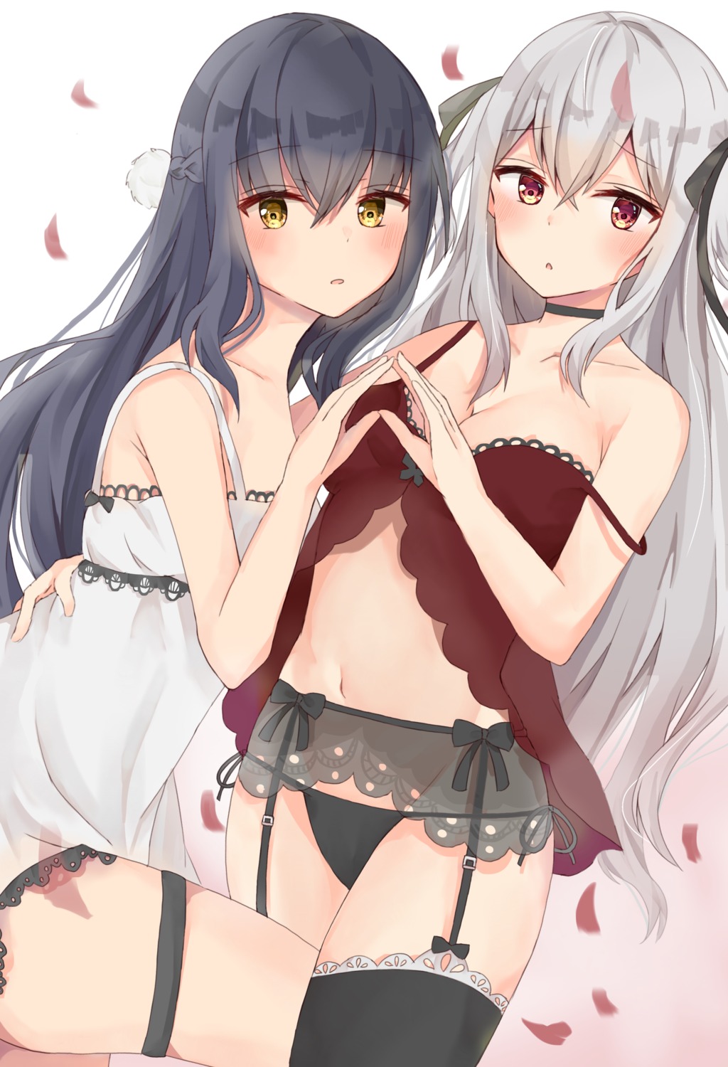 garter garter_belt lingerie naga_taco no_bra pantsu see_through stockings string_panties thighhighs yuri