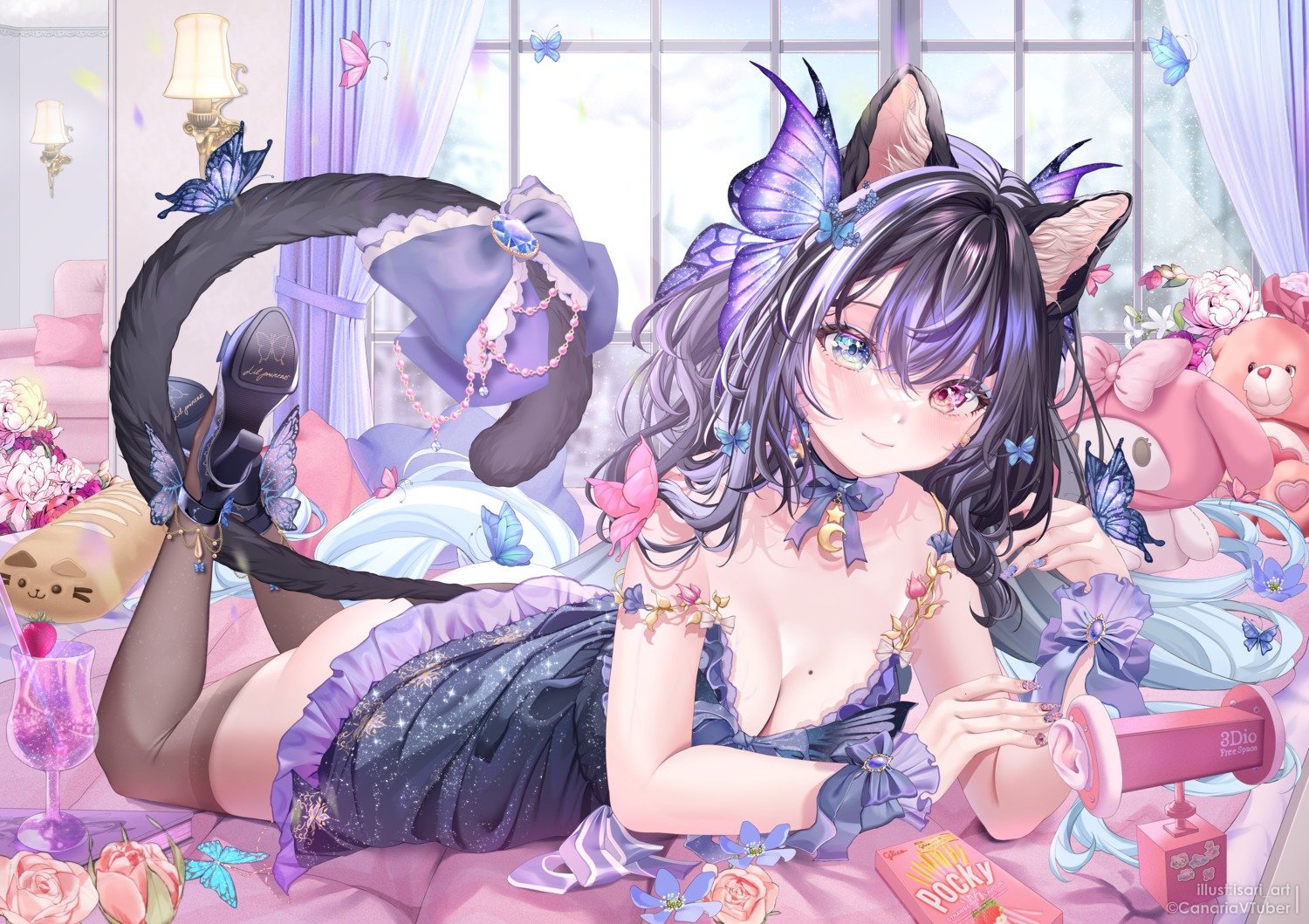 animal_ears heels heterochromia isari_sensei lingerie my_melody nekomimi onegai_my_melody pantsu sanrio see_through skirt_lift tail thighhighs