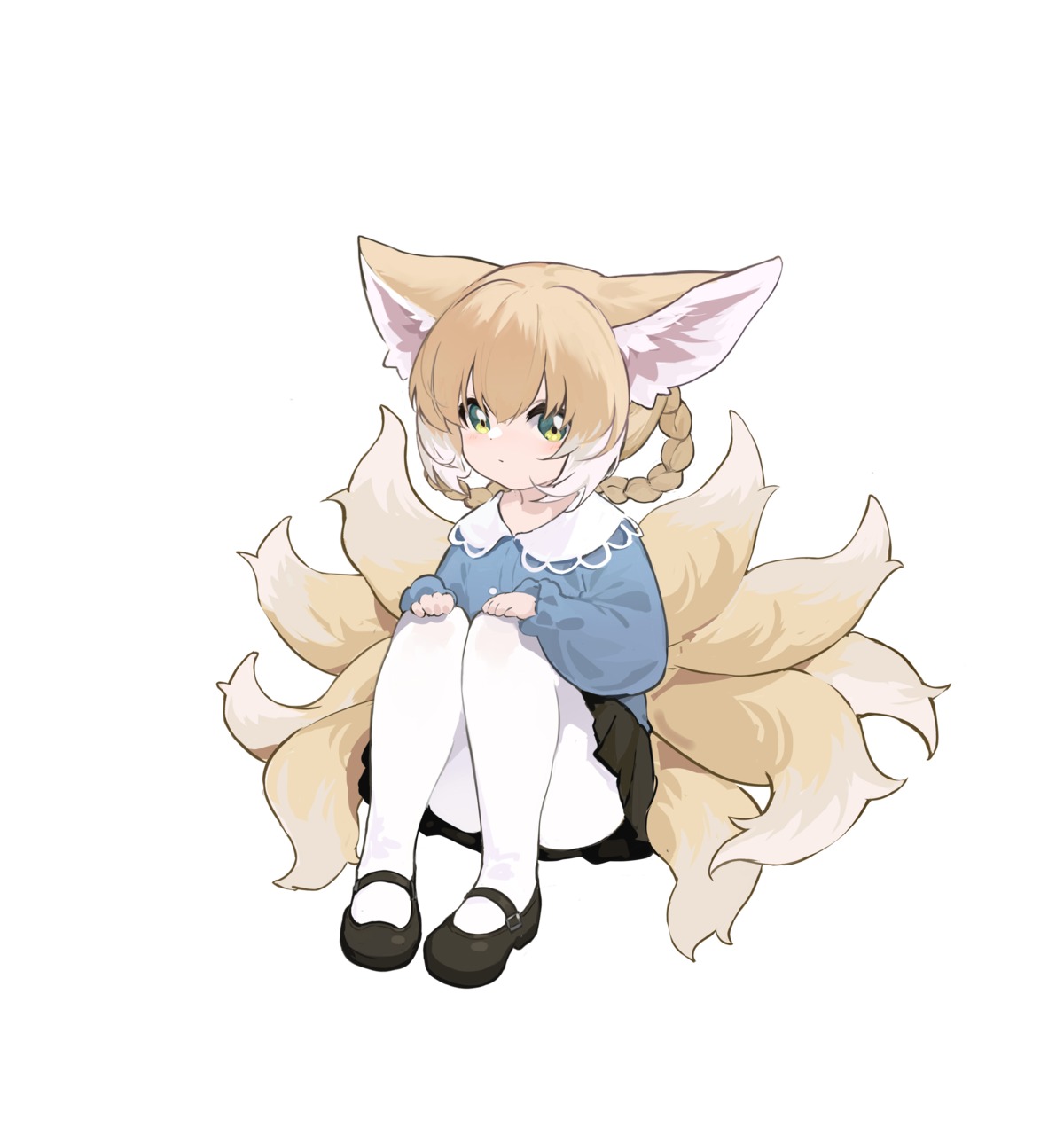 animal_ears arknights kitsune pantyhose shio_(7203802) suzuran_(arknights) tail