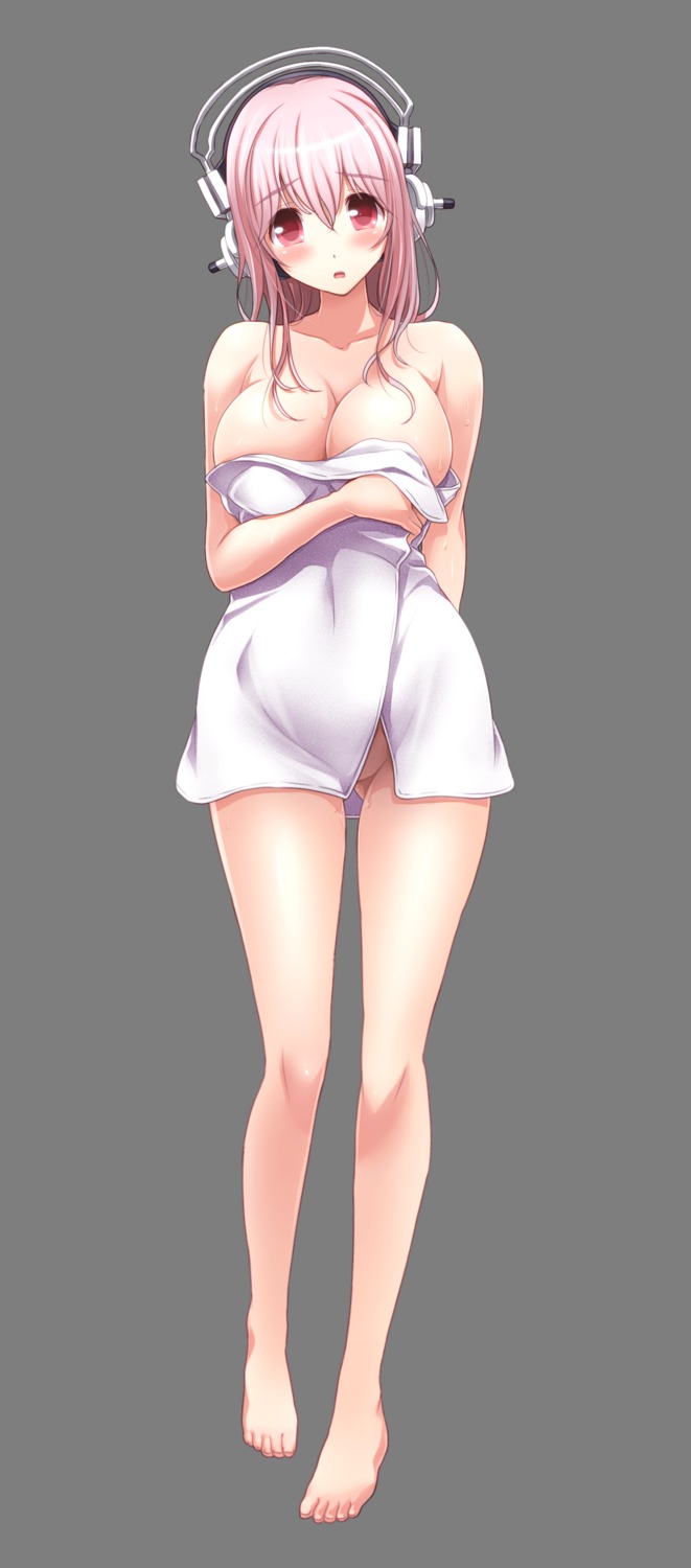 breast_hold cleavage headphones mag_kan naked sonico super_sonico towel transparent_png v-mag wet