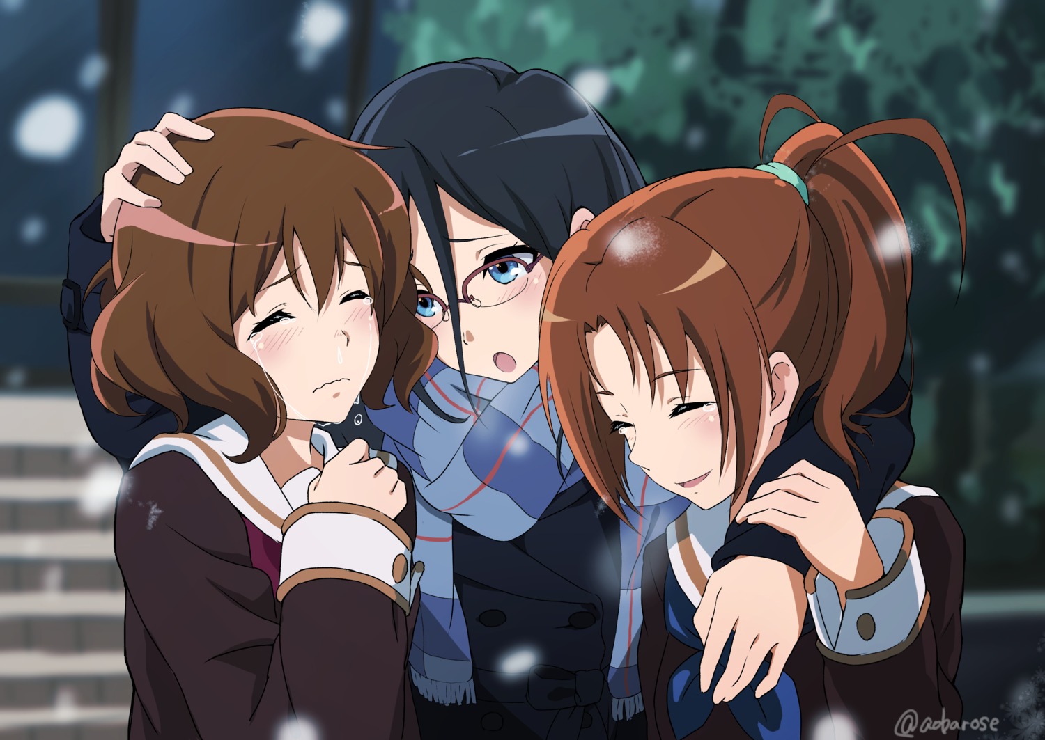 aoi_bara hibike!_euphonium megane nakagawa_natsuki oumae_kumiko seifuku tanaka_asuka