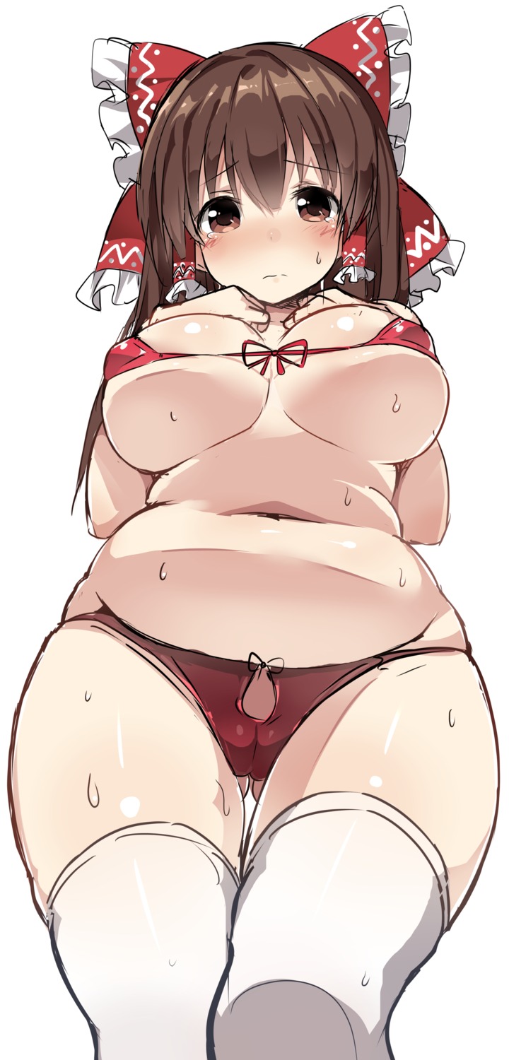 bikini cameltoe erect_nipples hakurei_reimu swimsuits thighhighs touhou