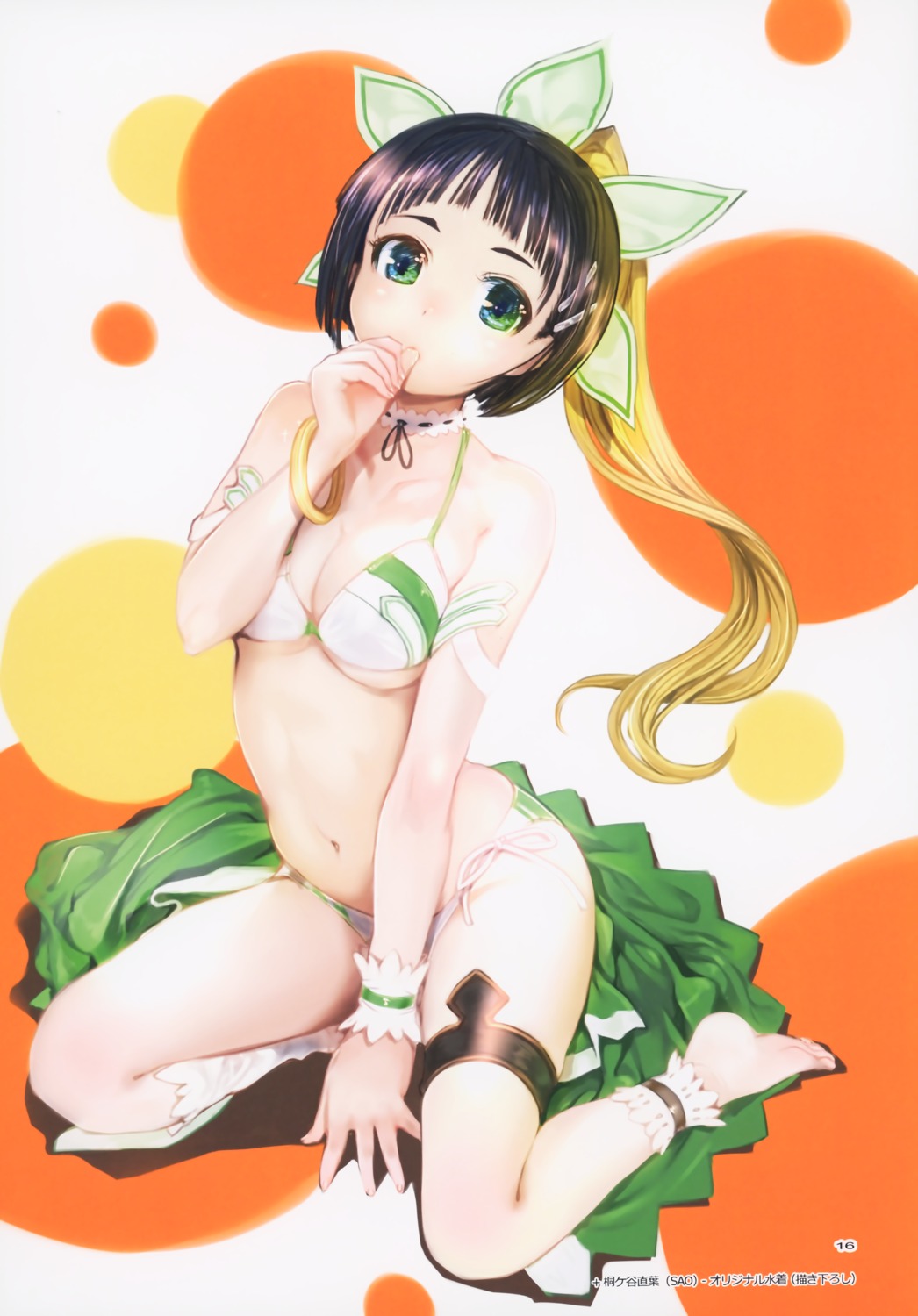 alfheim_online bikini breast_hold cleavage garter kirigaya_suguha leafa mikazuki_akira swimsuits sword_art_online tri-moon! underboob