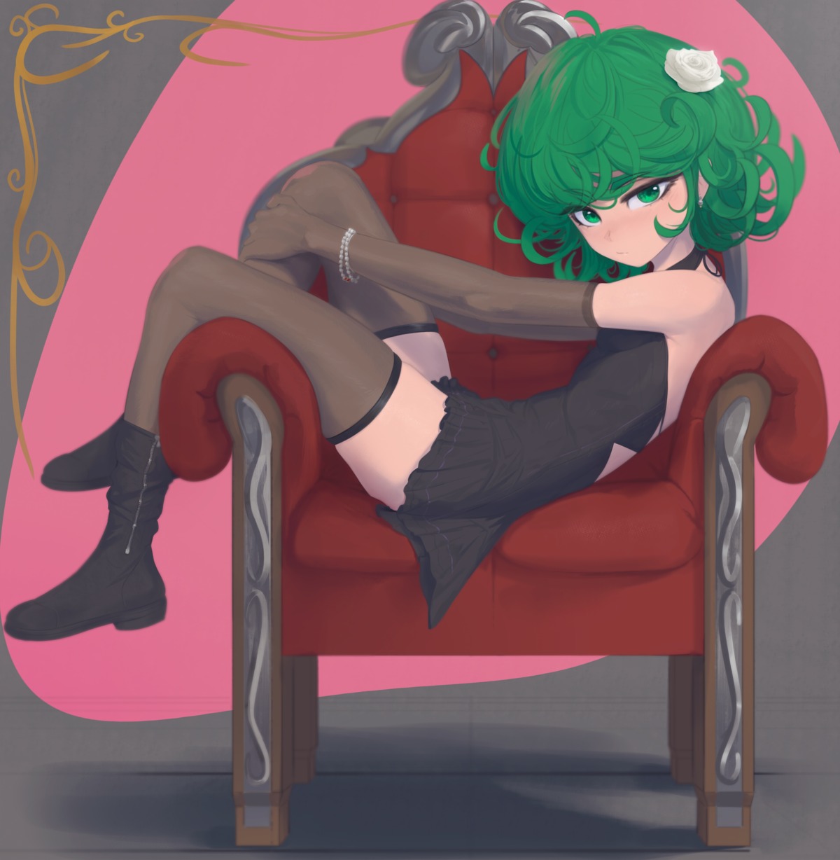 anonimous31 dress no_bra one_punch_man tatsumaki_(one_punch_man) thighhighs