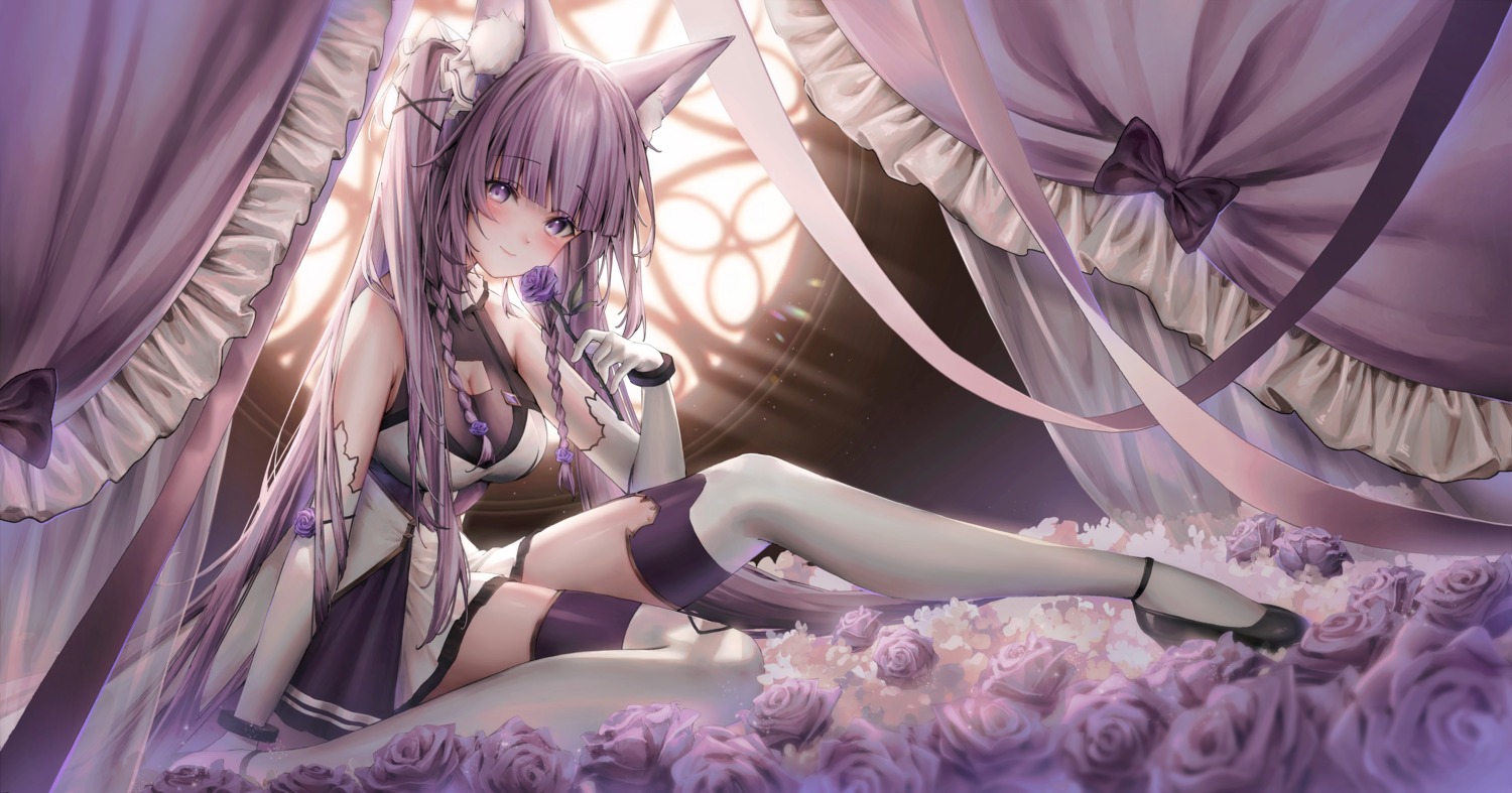 animal_ears dress guild_cq millet_(milletneko) quon_tama thighhighs