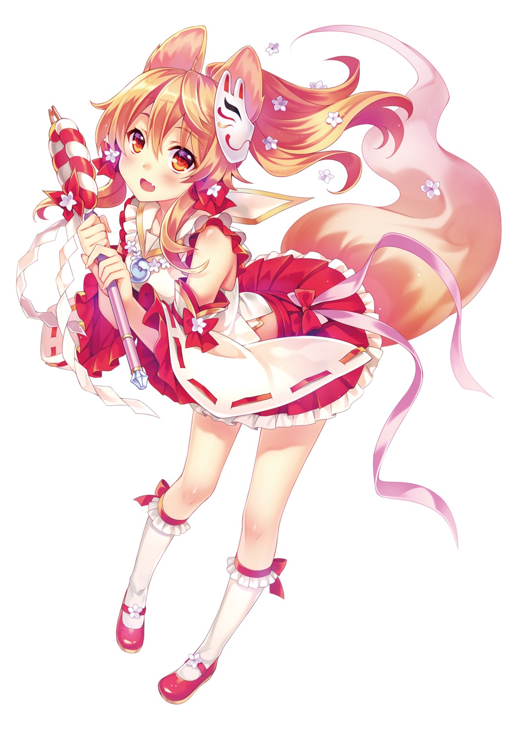 animal_ears japanese_clothes kitsune latifa_(seirei_gensouki) seirei_gensouki skirt_lift tagme tail