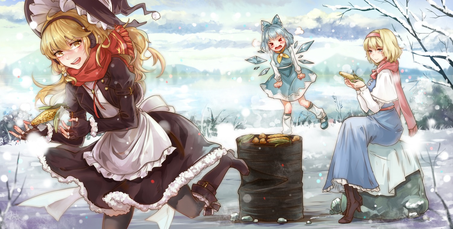 aili_(aliceandoz) alice_margatroid cirno heels kirisame_marisa pantyhose touhou wings witch