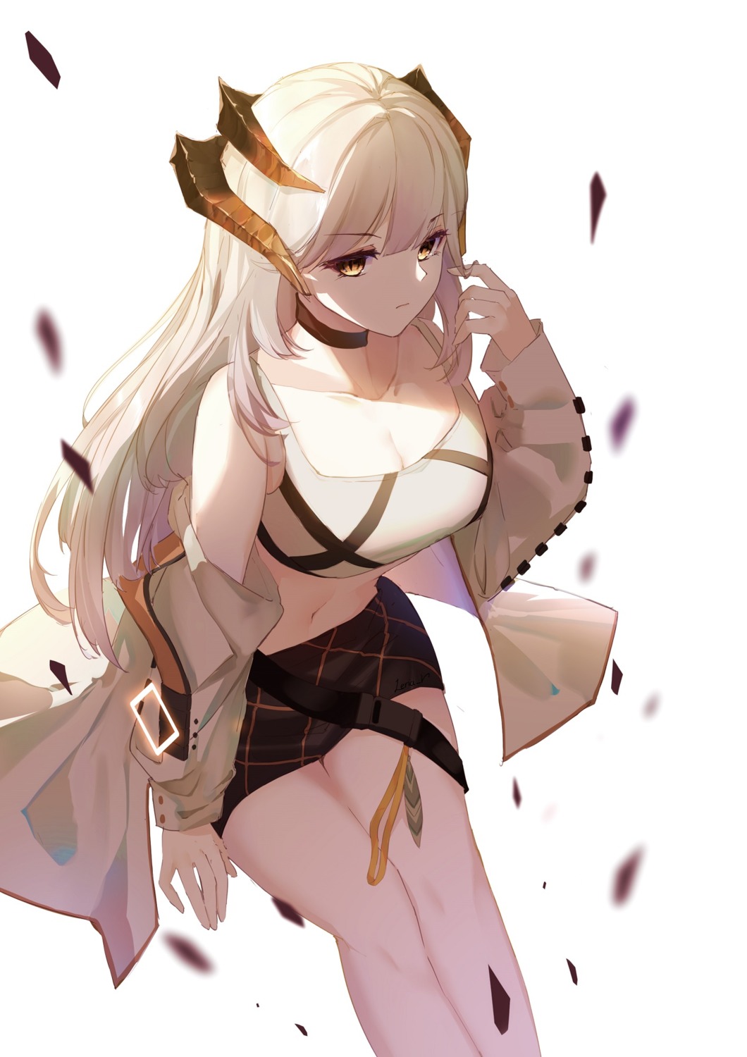 arknights cleavage horns leria_v saria_(arknights)