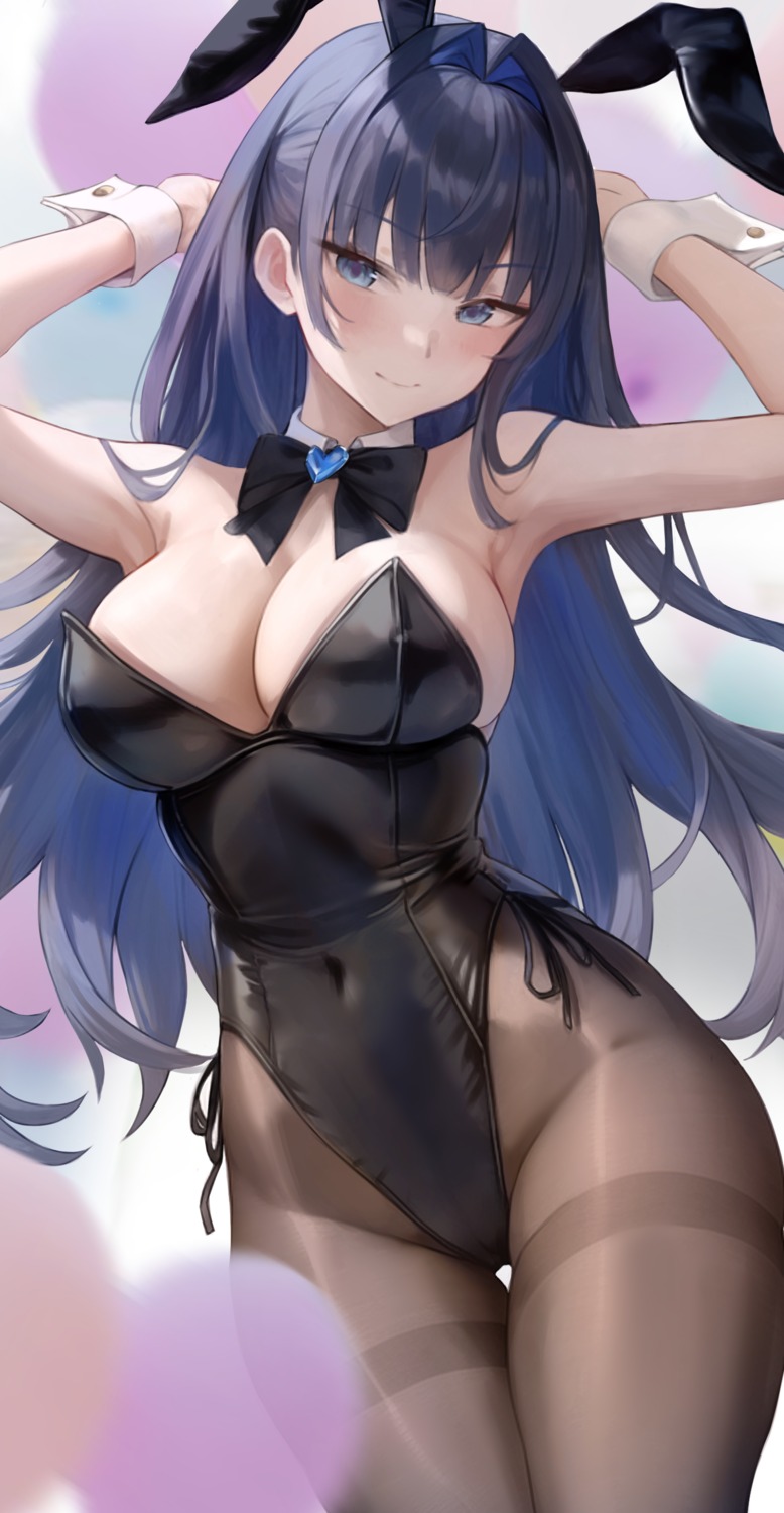 animal_ears bunny_ears bunny_girl hololive hololive_english no_bra ouro_kronii pantyhose preview_(preview0)