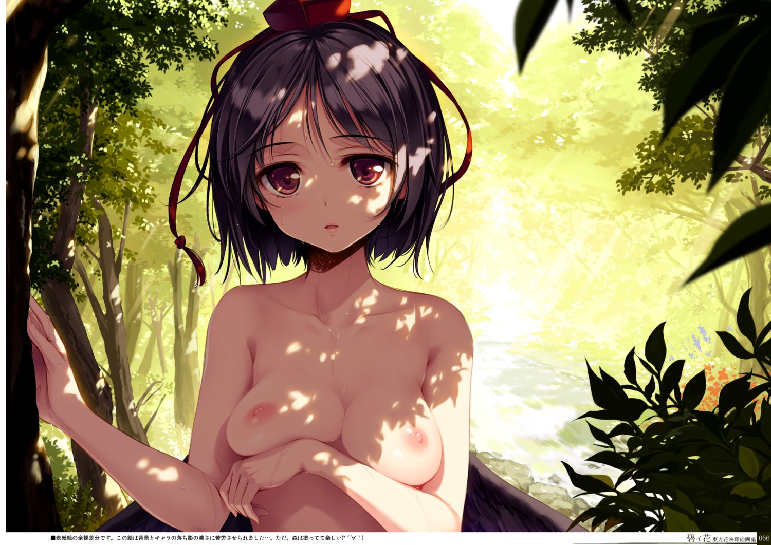 breast_hold digital_version gekidoku_shoujo ke-ta naked nipples shameimaru_aya touhou wings