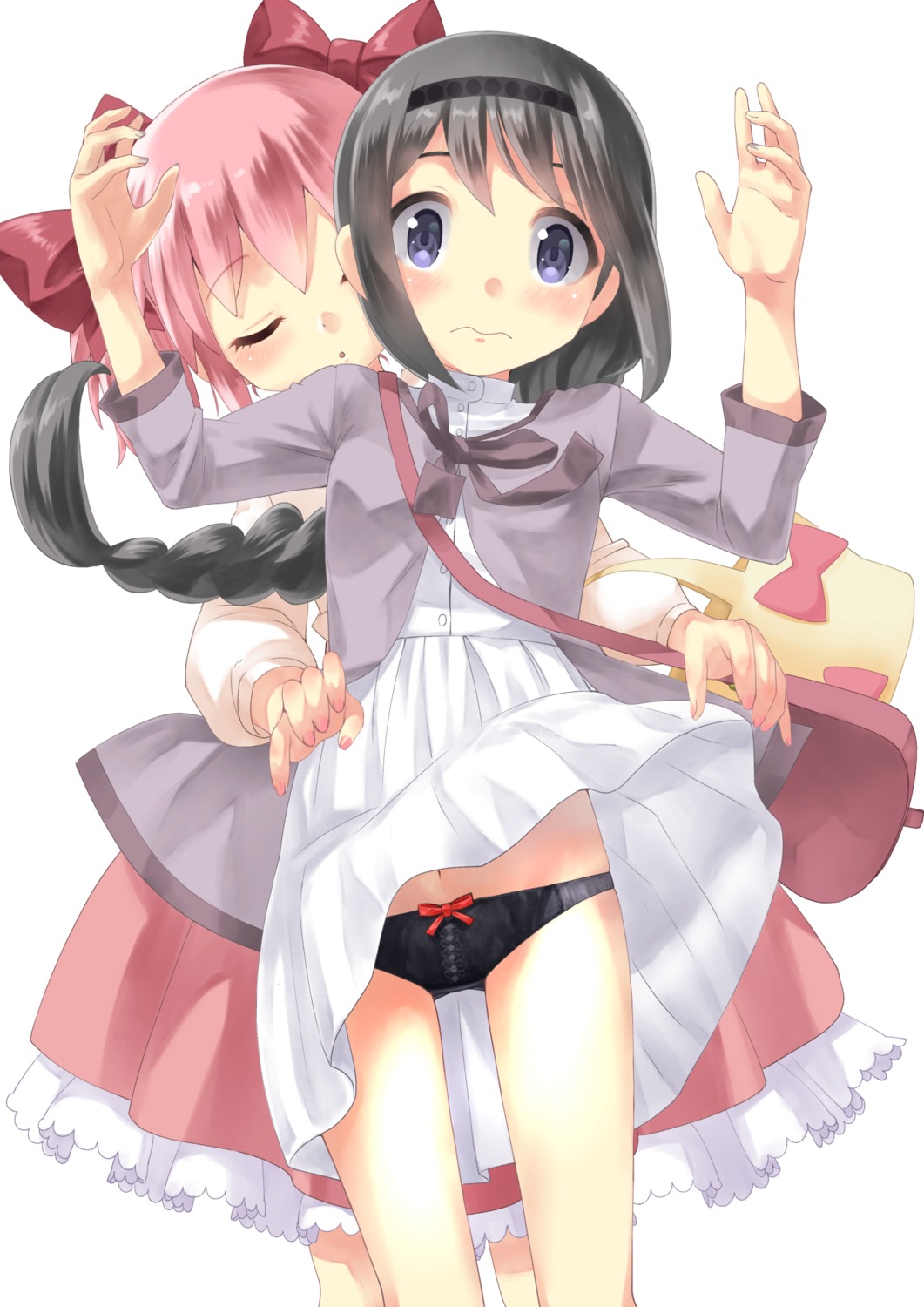 akemi_homura dress kaname_madoka loli mahou_shoujo_madoka_magica pantsu rin2008 skirt_lift yuri