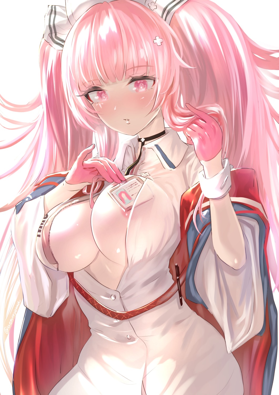 areola azur_lane no_bra nurse open_shirt perseus_(azur_lane) see_through uenoryoma