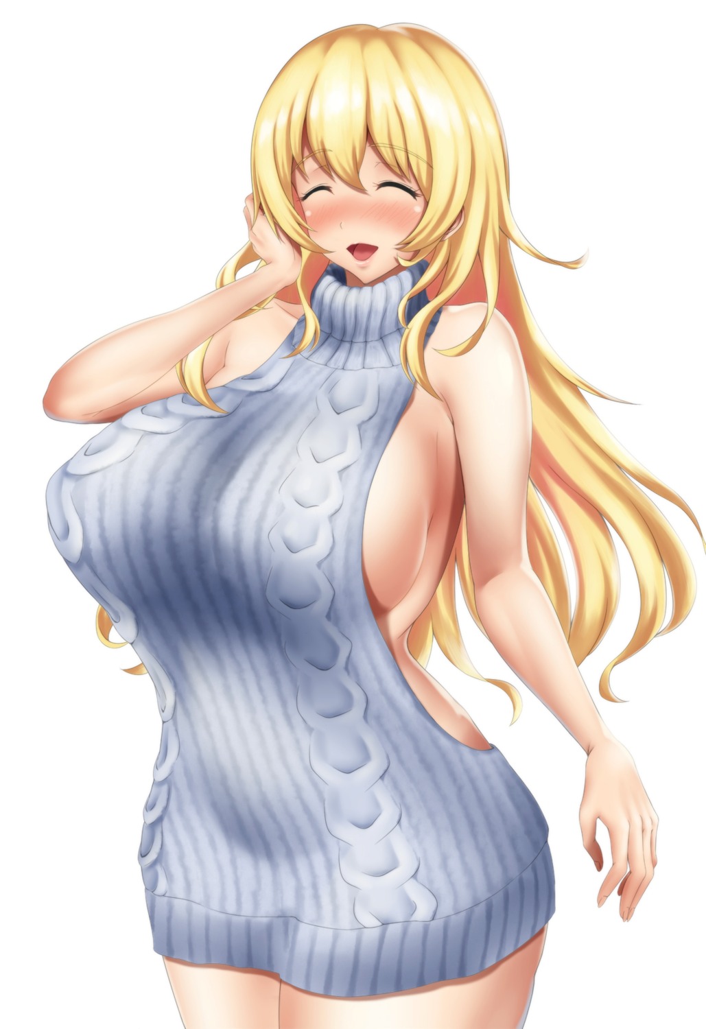 atago_(kancolle) dress kantai_collection no_bra sweater tama_(tamakaka1031)