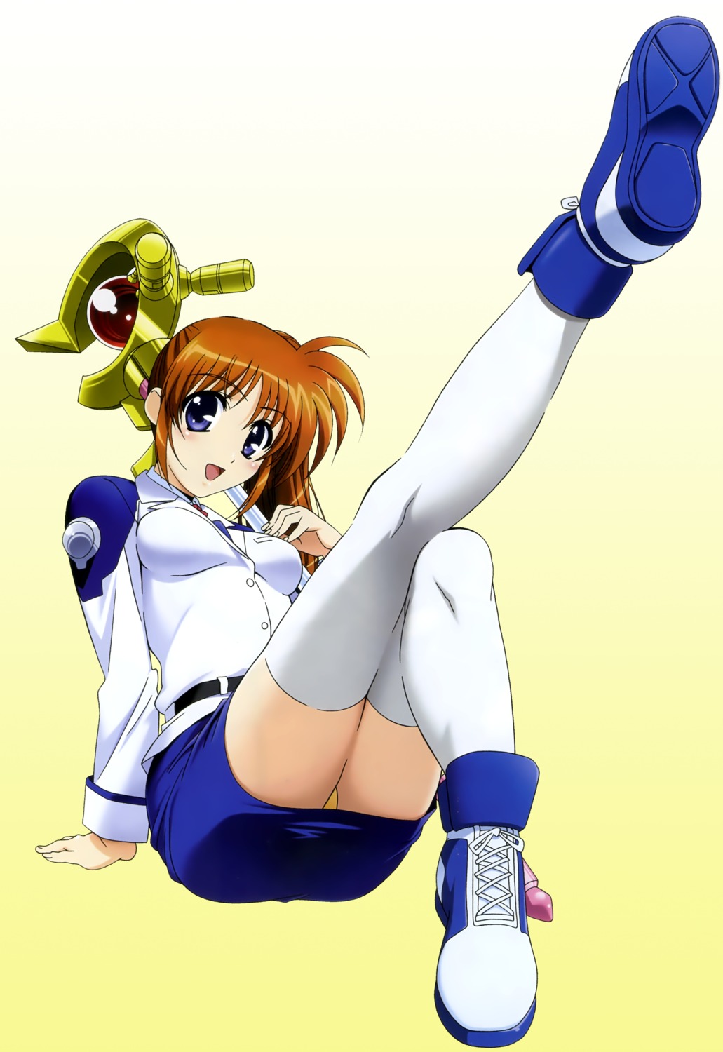 fixed mahou_shoujo_lyrical_nanoha mahou_shoujo_lyrical_nanoha_strikers okuda_yasuhiro pantsu takamachi_nanoha thighhighs uniform