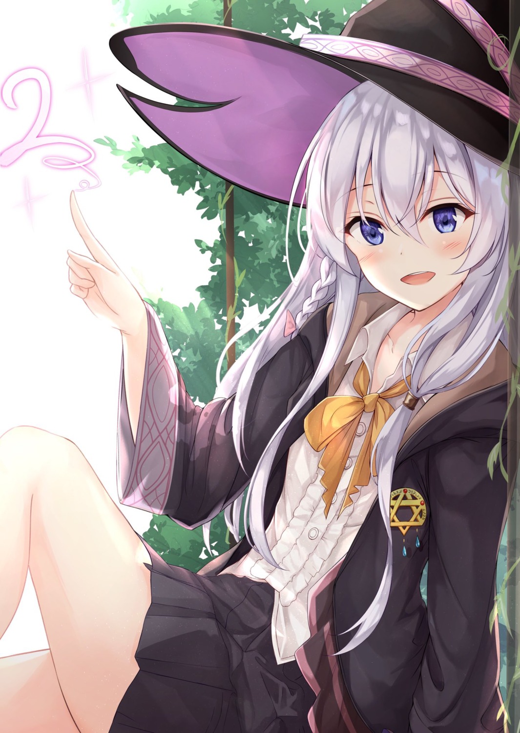 elaina_(majo_no_tabitabi) emimeku majo_no_tabitabi skirt_lift witch