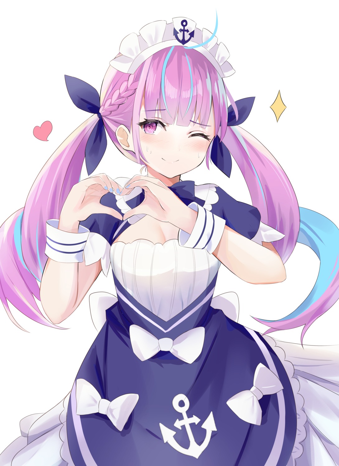 cleavage hololive maid minato_aqua sisoha