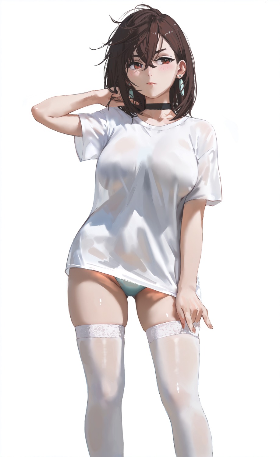 ayase_momo dandadan nixeu pantsu see_through shirt_lift thighhighs thong