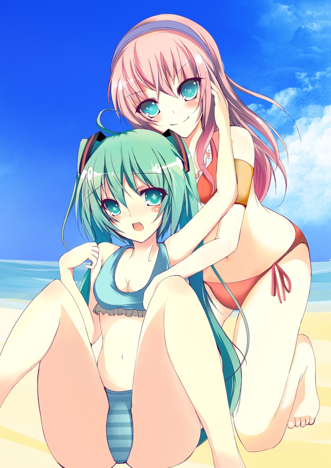 bikini cleavage hatsune_miku megurine_luka swimsuits toreban vocaloid