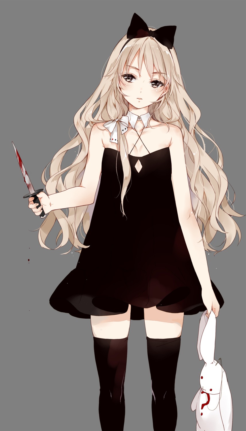 blood cleavage dress starpri thighhighs weapon