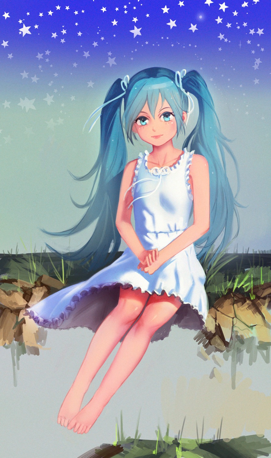 dress feet hatsune_miku miku_hotwheel summer_dress vocaloid