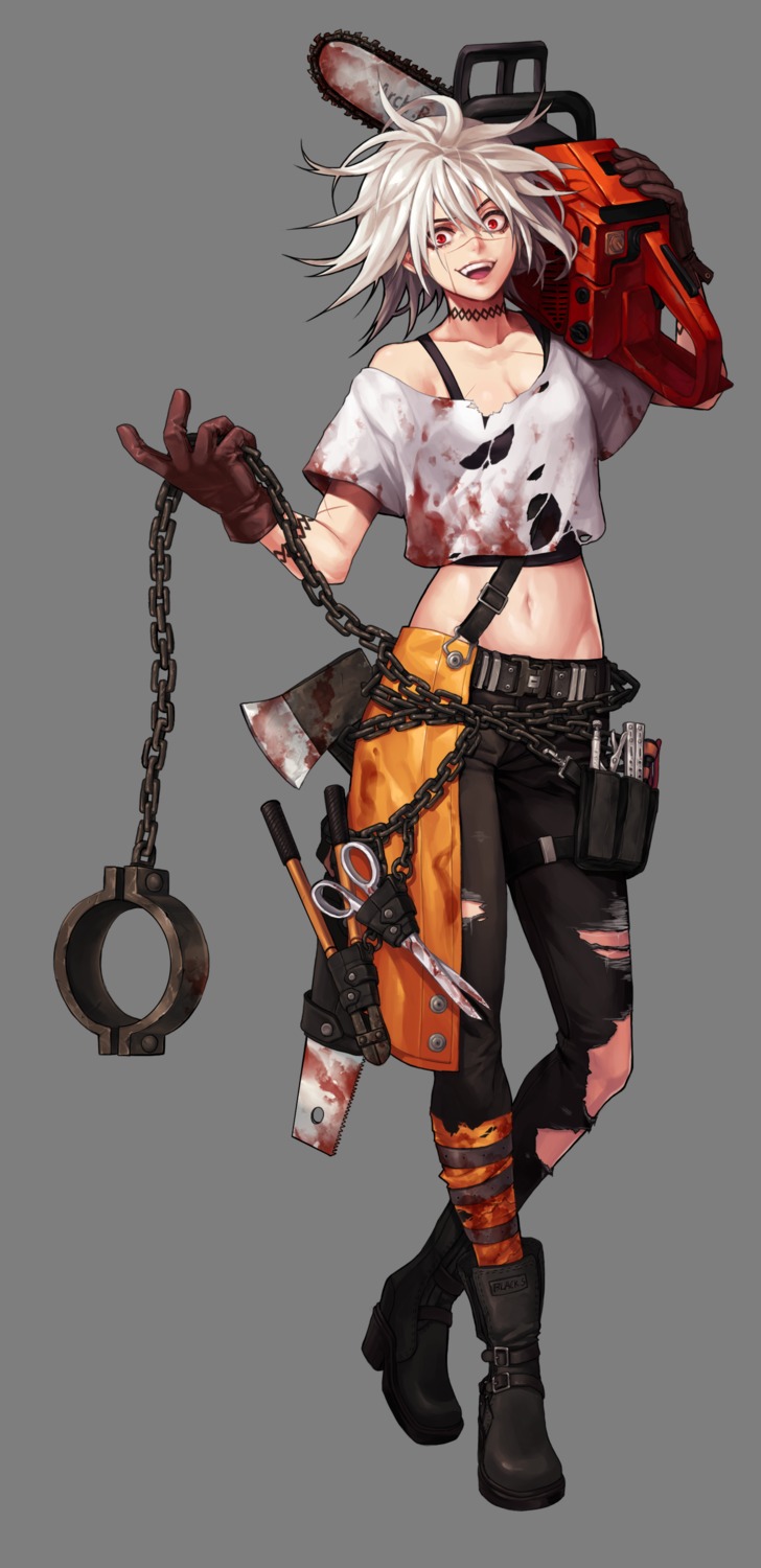 black_survival blood cleavage heels tagme torn_clothes transparent_png weapon