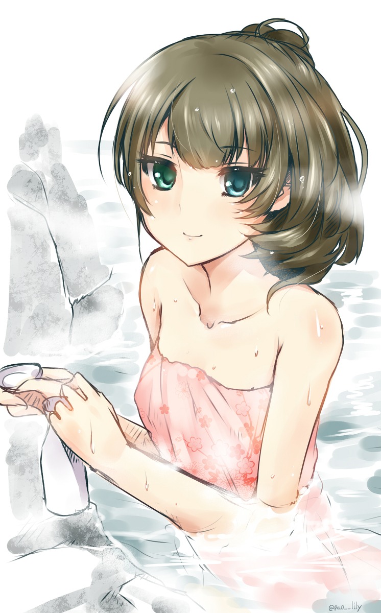 heterochromia paopao takagaki_kaede the_idolm@ster the_idolm@ster_cinderella_girls towel wet