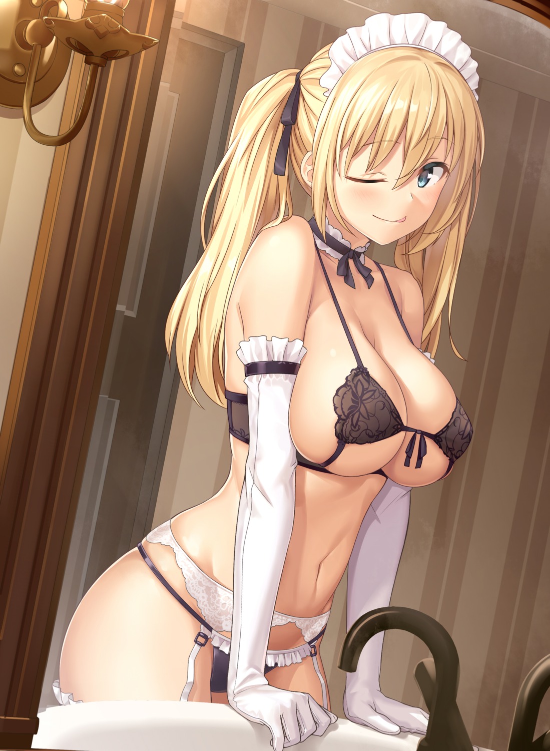 bra garter_belt maid pantsu sawada_yuusuke stockings thighhighs