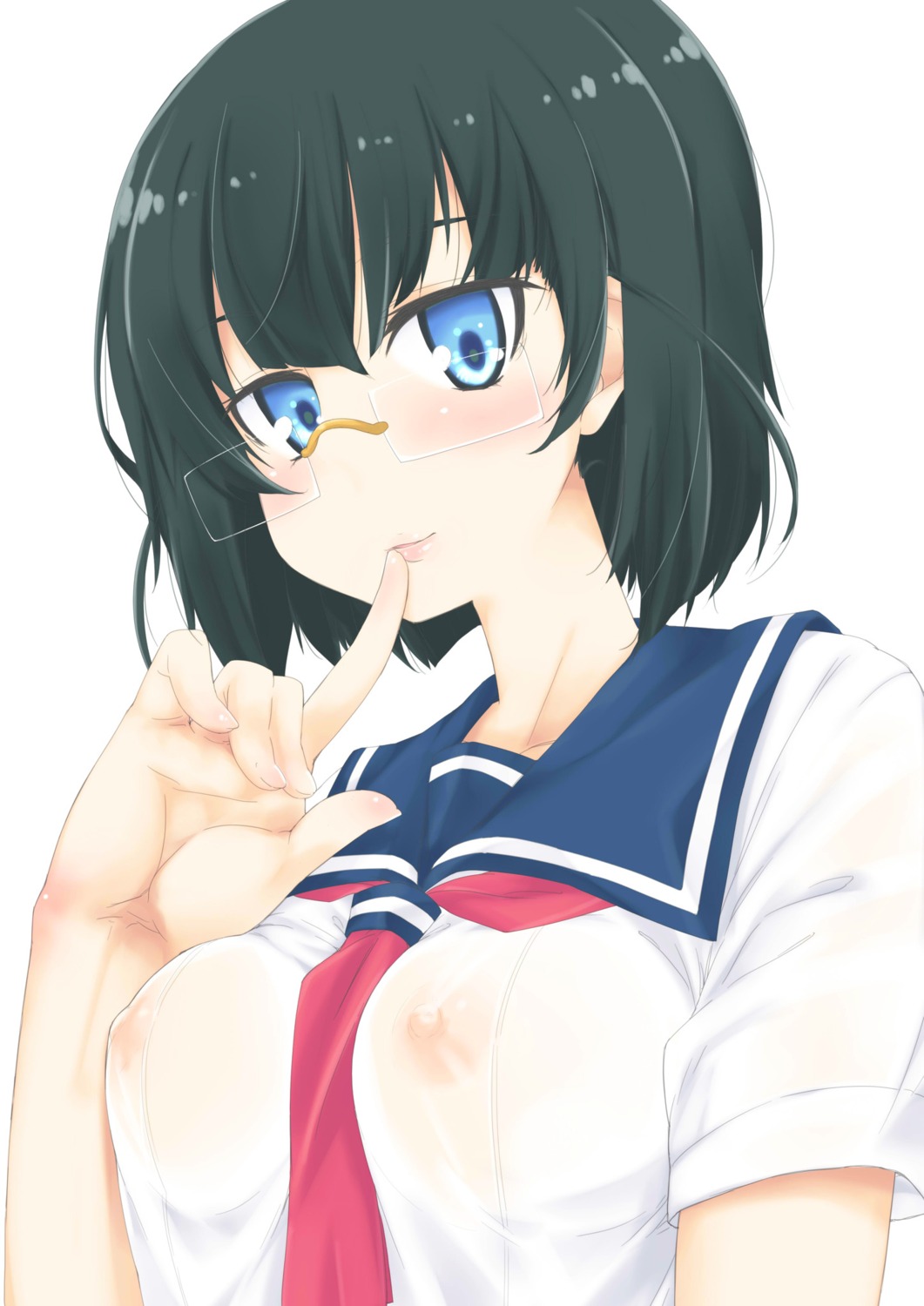 erect_nipples haruchika itou_ayachi megane no_bra see_through seifuku serizawa_naoko