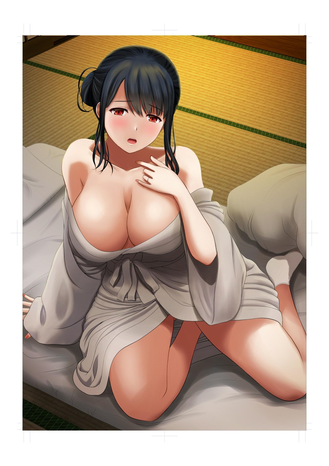 japanese_clothes no_bra open_shirt satou_chagashi