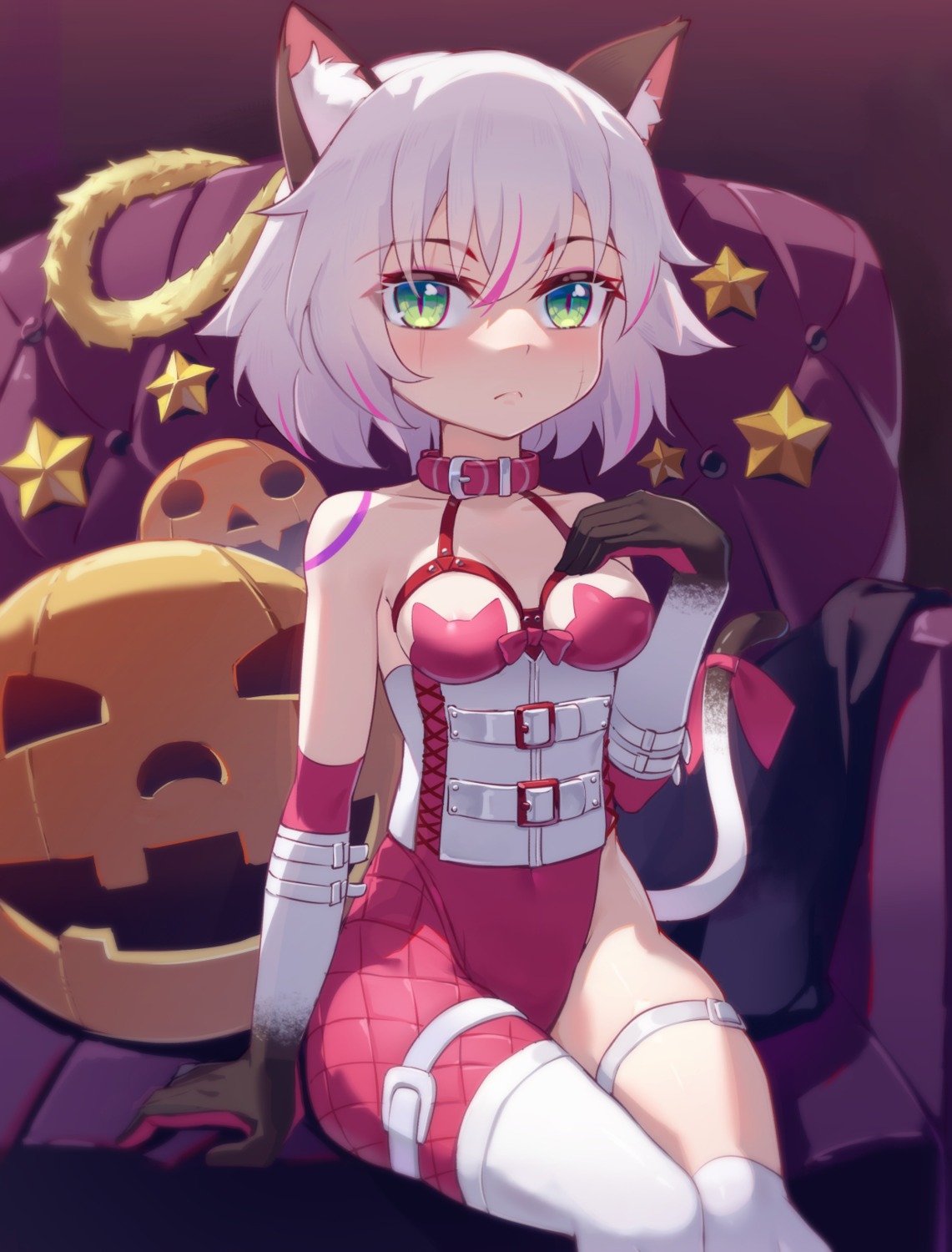 animal_ears areola fate/apocrypha fate/stay_night garter halloween jack_the_ripper leotard ling_huanxiang nekomimi no_bra tail tattoo thighhighs