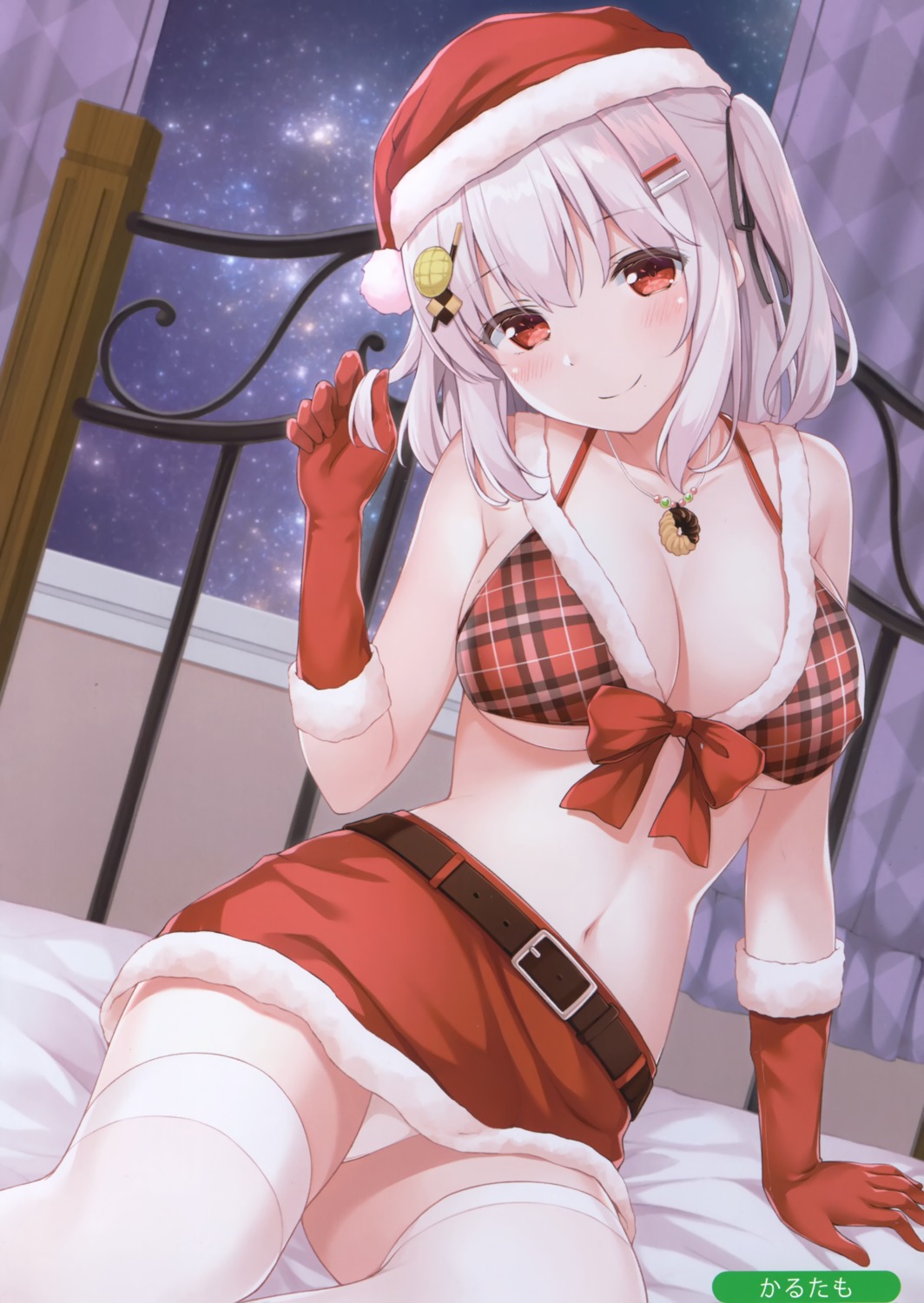 bra christmas karutamo melonbooks pantsu skirt_lift thighhighs tissue-chan