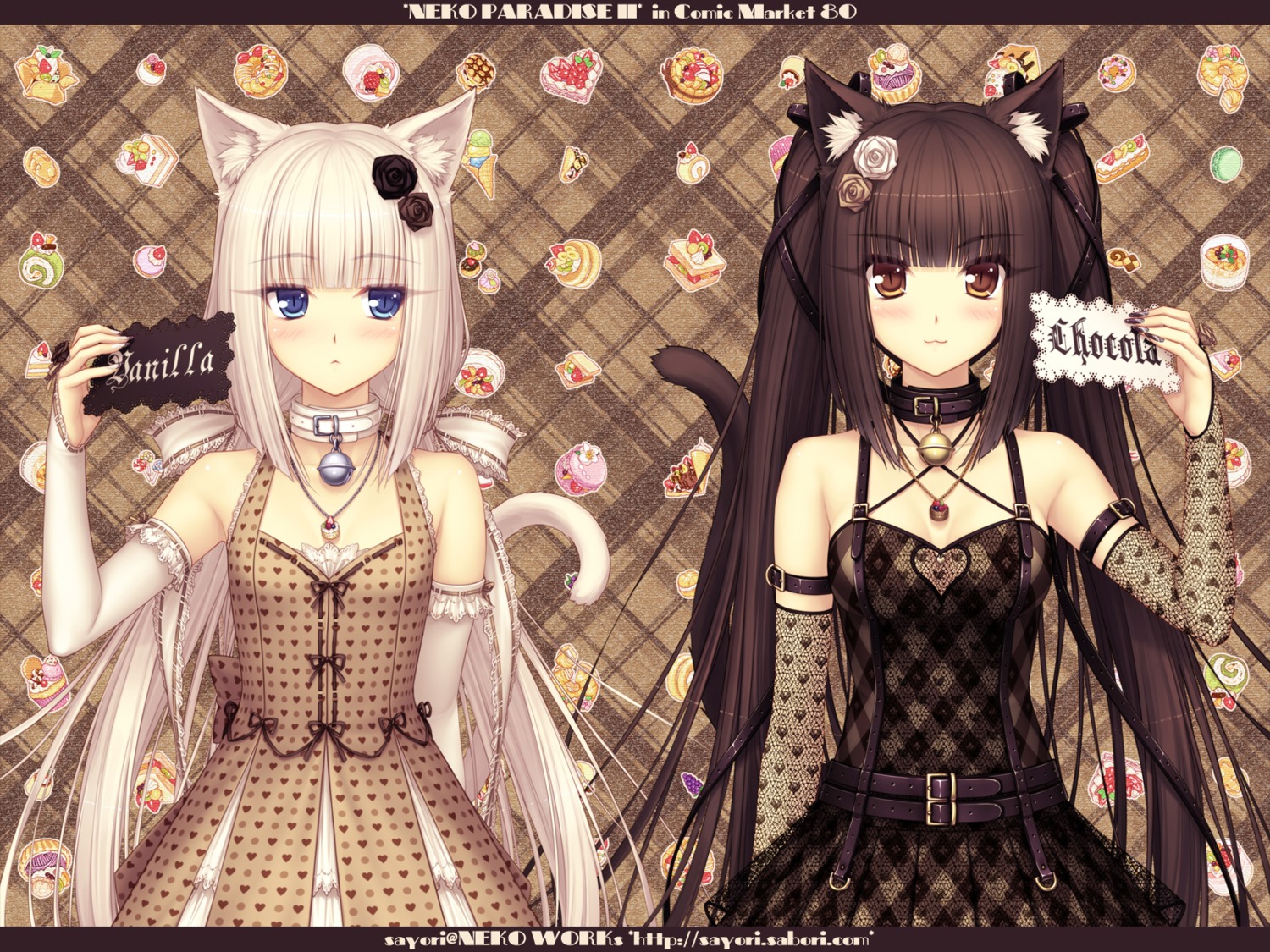 animal_ears chocola dress gothic_lolita lolita_fashion neko_works nekomimi nekopara sayori tail vanilla wallpaper