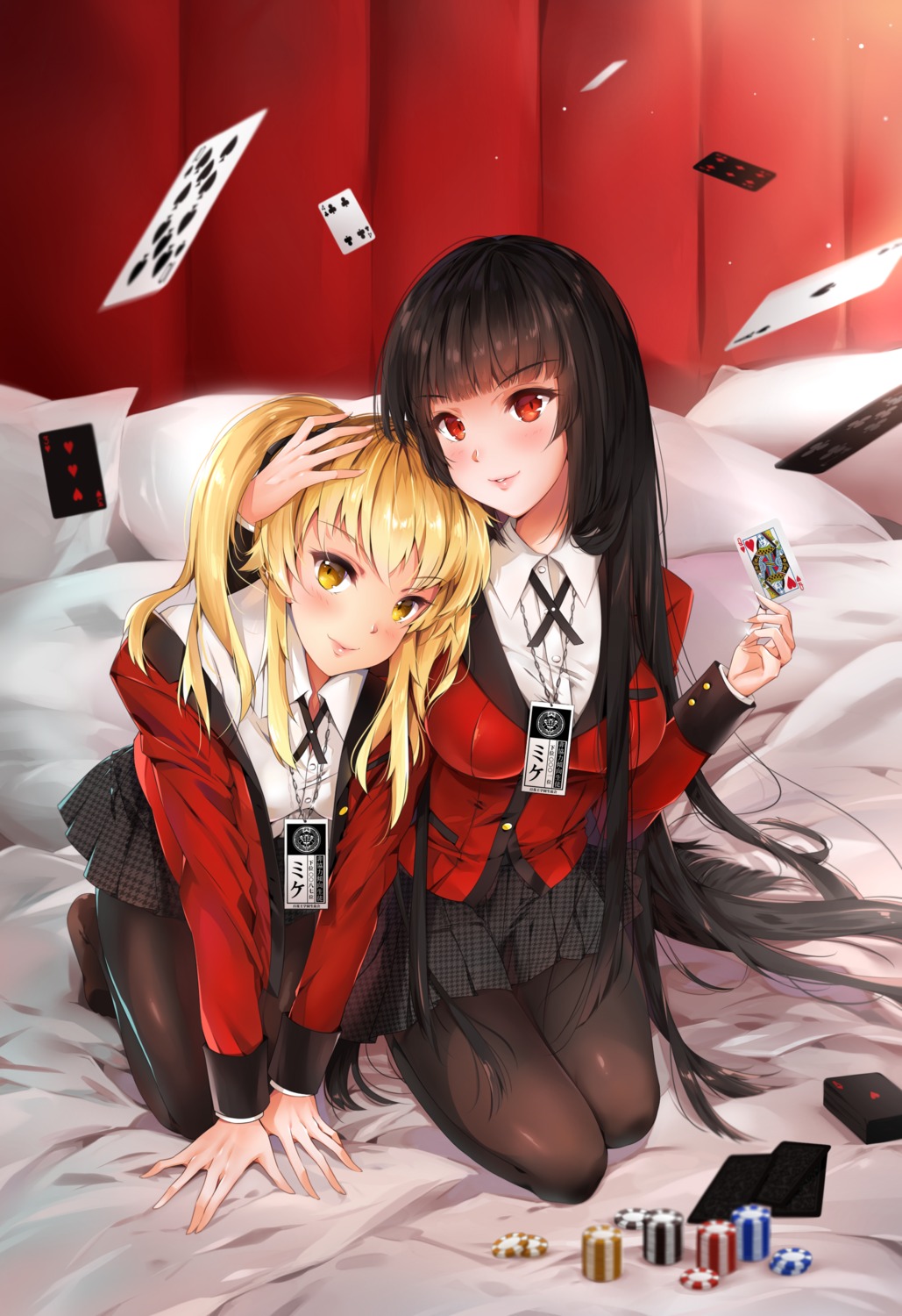 jabami_yumeko kakegurui nia_(leafunia) pantyhose saotome_mary seifuku