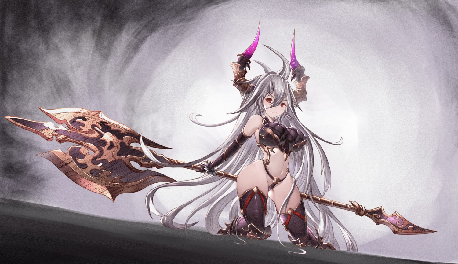 armor bikini_armor granblue_fantasy horns thighhighs thong threo weapon yu_pian