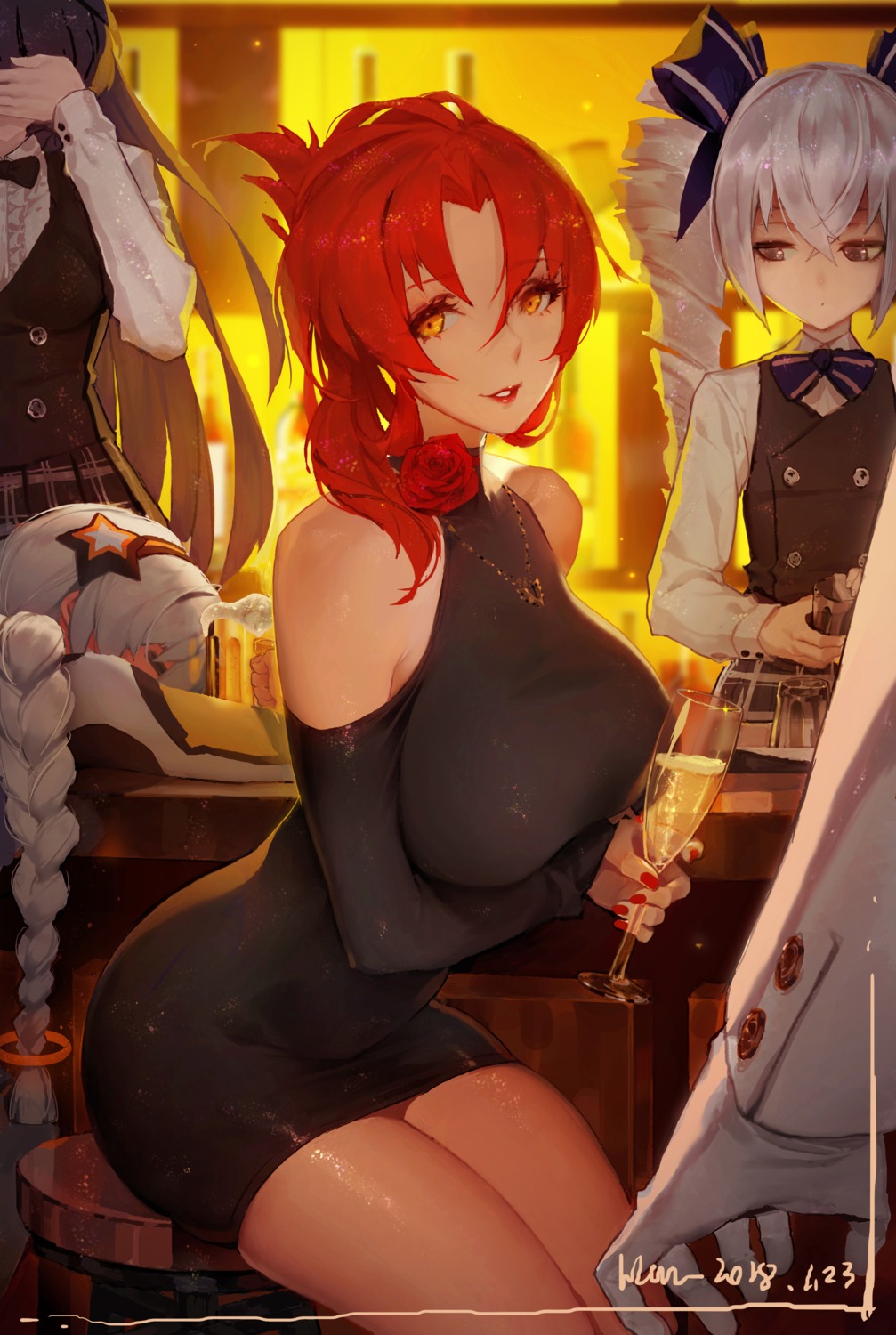 benghuai_xueyuan breast_hold bronya_zaychik dress han-0v0 honkai_impact kiana_kaslana murata_himeko raiden_mei