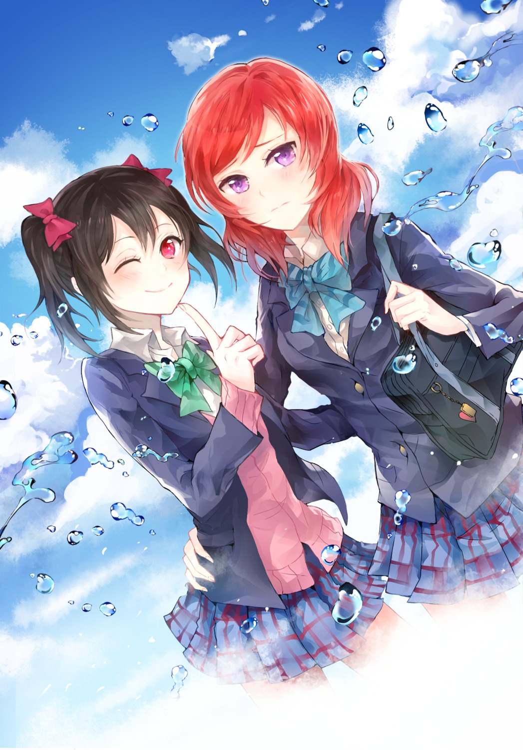 hyugo love_live! nishikino_maki seifuku yazawa_nico