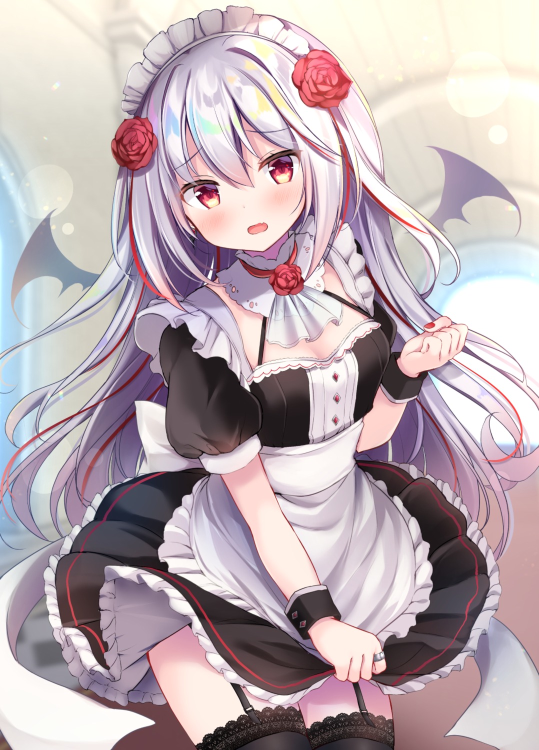 maid skirt_lift stockings thighhighs wings yuimisu